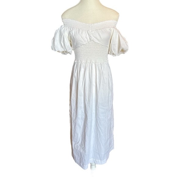 NWT A.L.C. Adena White Off-The-Shoulder Midi Dress Sz 2 Bohemian Ethereal Poplin - Picture 3 of 10